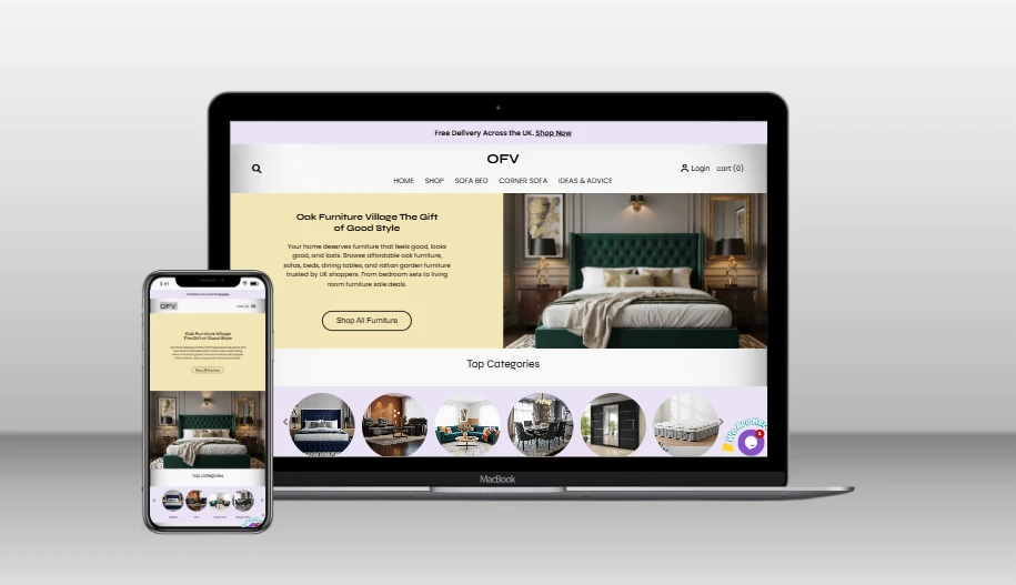 Oak Furniture Village web development project by LaraArtisan