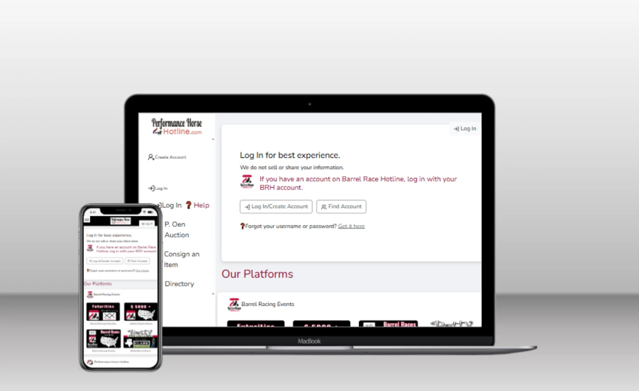 Performance Horse Hotline web development project by LaraArtisan